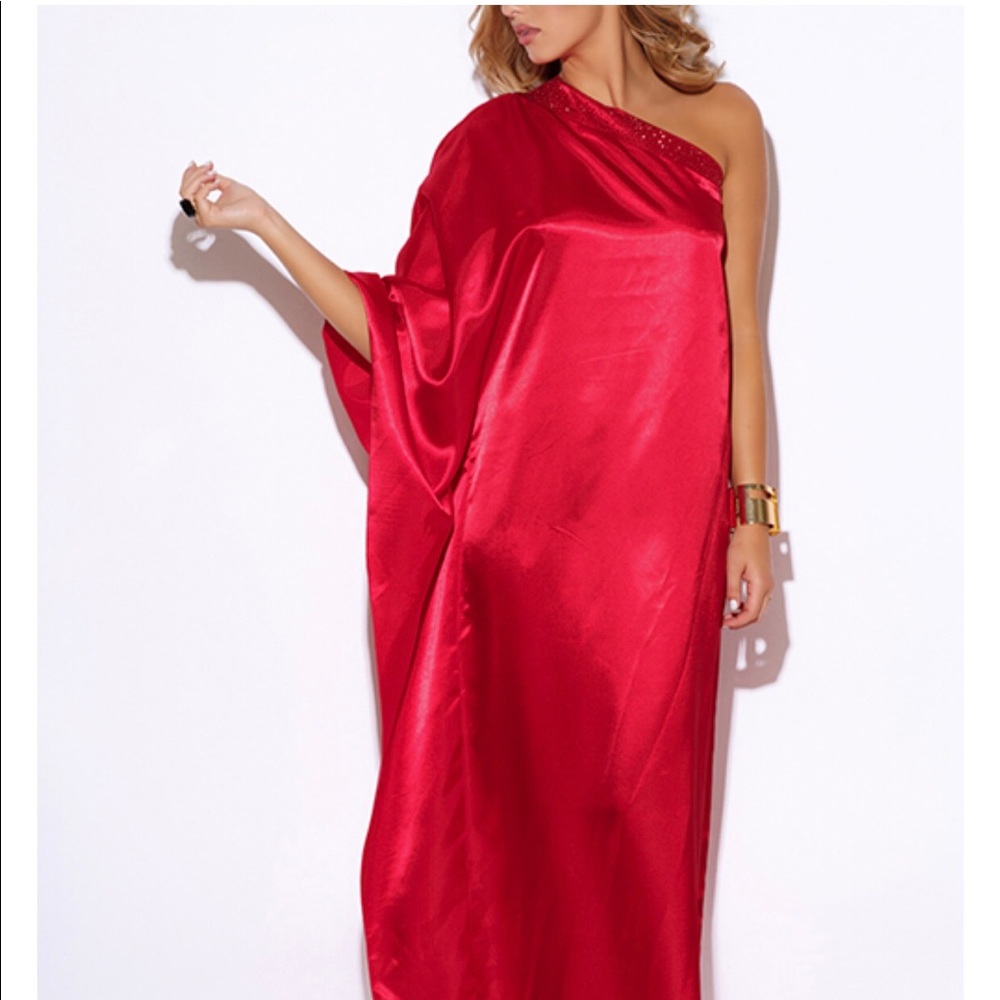 Red silky robe